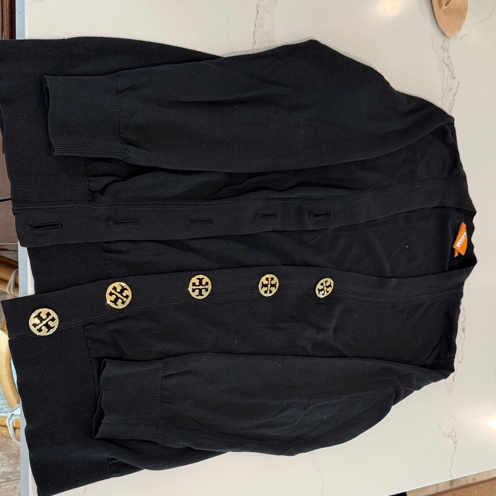 Tory Burch Black Sweater with Gold Accents